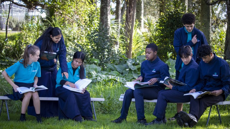 Senior high student studying
